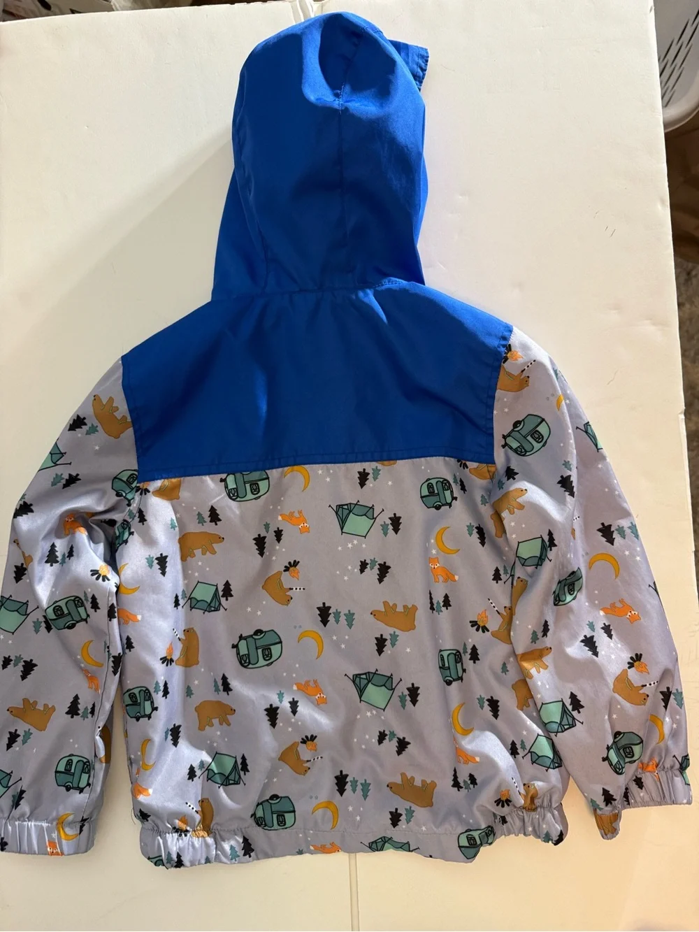 Eddie Bauer Blue Hooded Kids Jacket with Camping Print